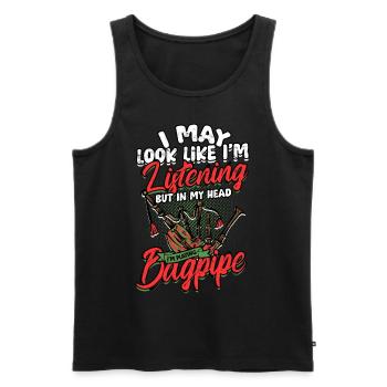 Bagpipers In My Head I'm Playing Bagpipe - Men's Premium Organic Tank Top - black - Front - Michal (187cm)
