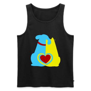 Ami des animaux, bien-être animal, animaux de compagnie, coeur, chien, chat - Débardeur bio Premium Homme - noir - Devant - Michal (187cm)