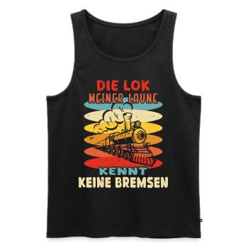EISENBAHN DIE LOK MEINER LAUNE KENNT KEINE BREMSEN - Männer Premium Bio Tank Top - Schwarz - Vorne - Michal (187cm)