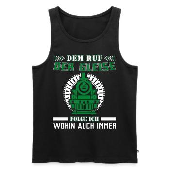 EISENBAHN DEM AUF DER GLEISE FOLGE ICH - Männer Premium Bio Tank Top - Schwarz - Vorne - AI Model Male 178 light (178cm)