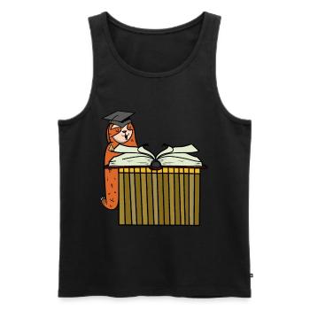 Sloth Student Study Book Student School - Men's Premium Organic Tank Top - black - Front - AI Model Male 178 light (178cm)
