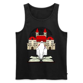 Castle Book Ghost Witching Hour Midnight - Men's Premium Organic Tank Top - black - Front - AI Model Male 178 light (178cm)