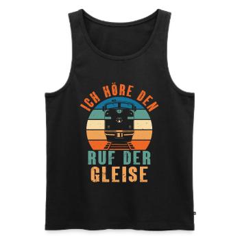 EISENBAHN ICH HÖRE DEN RUF DER GLEISE - Männer Premium Bio Tank Top - Schwarz - Vorne - AI Model Male 178 light (178cm)