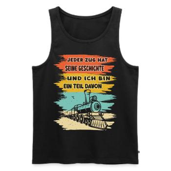 Eisenbahn JEDER ZUG HAT SEINE GESCHICHTE - Männer Premium Bio Tank Top - Schwarz - Vorne - Michal (187cm)