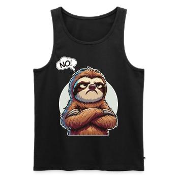 NO! Lazy Tired Sleepy Napping Sloth - Men's Premium Organic Tank Top - black - Front - Michal (187cm)