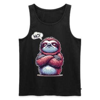 NO! Lazy Tired Sleepy Napping Sloth - Men's Premium Organic Tank Top - black - Front - Michal (187cm)