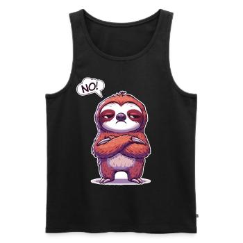 NO! Lazy Tired Sleepy Napping Sloth - Men's Premium Organic Tank Top - black - Front - Michal (187cm)