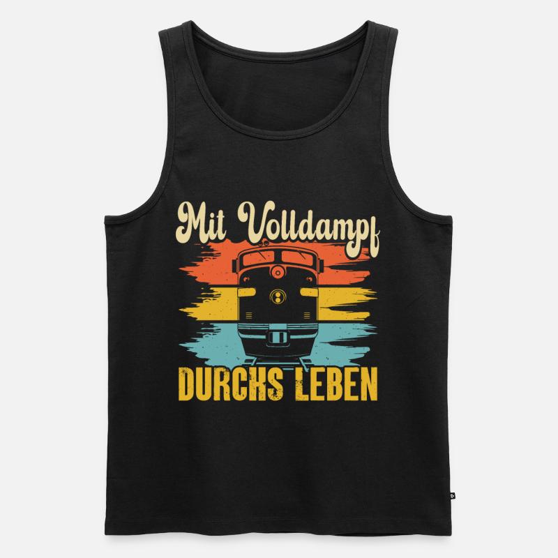 MIT VOLLDAMPF DURCH LEBEN - Männer Premium Bio Tank Top - Schwarz