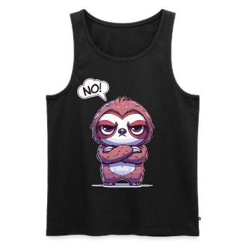 NO! Funny No Saying Cute Fun Sloth - Men's Premium Organic Tank Top - black - Front - Michal (187cm)