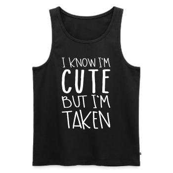I Know I'm Cute But I'm Taken - Débardeur bio Premium Homme - noir - Devant - AI Model Male 178 light (178cm)