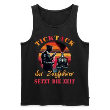 TICKTACK DER ZUGFÜHRER SETZT DIE ZEIT - Männer Premium Bio Tank Top - Schwarz - Vorne - Michal (187cm)