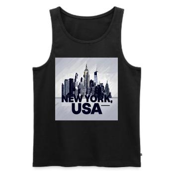 New York City Skyline - Männer Premium Bio Tank Top - Schwarz - Vorne - Michal (187cm)