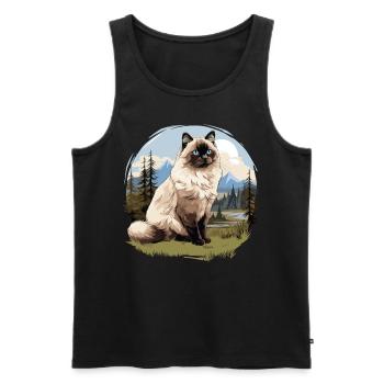 Birman Cat Birma Katze - Männer Premium Bio Tank Top - Schwarz - Vorne - Michal (187cm)