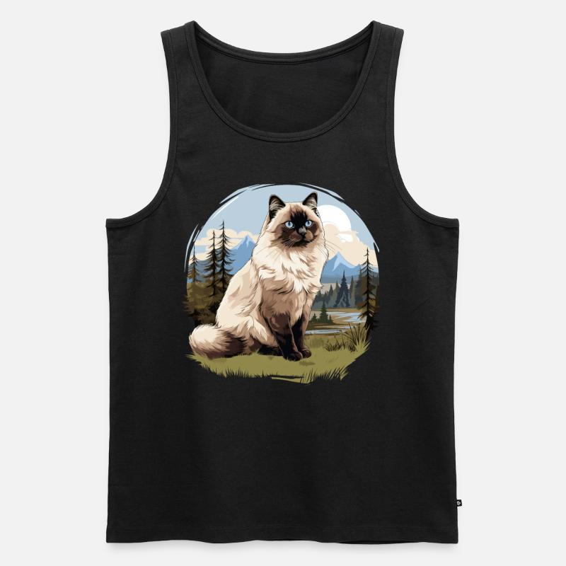 Birman Cat Birma Katze - Männer Premium Bio Tank Top - Schwarz