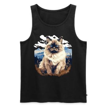 Birman Cat Birma Katze - Männer Premium Bio Tank Top - Schwarz - Vorne - Michal (187cm)