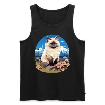 Birman Cat Birma Katze - Männer Premium Bio Tank Top - Schwarz - Vorne - Michal (187cm)