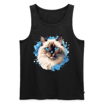 Birman Cat Birma Katze - Männer Premium Bio Tank Top - Schwarz - Vorne - Michal (187cm)
