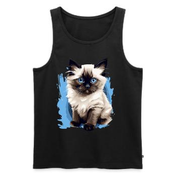 Birman Cat Birma Katze - Männer Premium Bio Tank Top - Schwarz - Vorne - Michal (187cm)