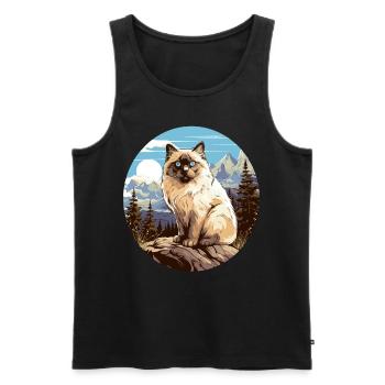 Birman Cat Birma Katze - Männer Premium Bio Tank Top - Schwarz - Vorne - Michal (187cm)
