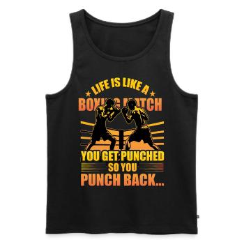 Das Leben ist wie ein Boxkampf, du wirst geschlagen, also - Männer Premium Bio Tank Top - Schwarz - Vorne - AI Model Male 178 light (178cm)