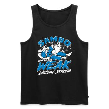 Sambo Where The Weak Become Strong - Men's Premium Organic Tank Top - black - Front - Michal (187cm)