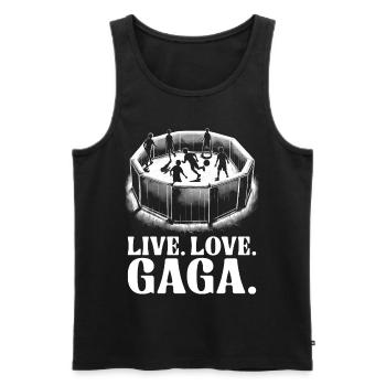 Gagaball Gaga Ball Dodgeball Live Love Gaga - Débardeur bio Premium Homme - noir - Devant - AI Model Male 178 light (178cm)