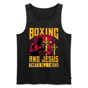 Boxing and Jesus that's all I need - Men's Premium Organic Tank Top - black - Front - Michal (187cm)