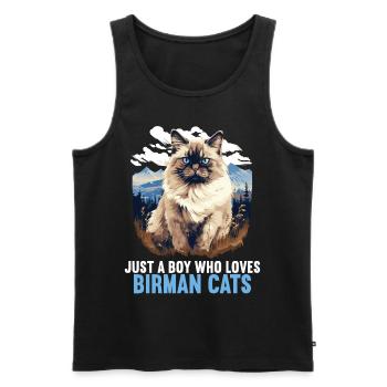 Birman Cat Birma Katze - Männer Premium Bio Tank Top - Schwarz - Vorne - Michal (187cm)