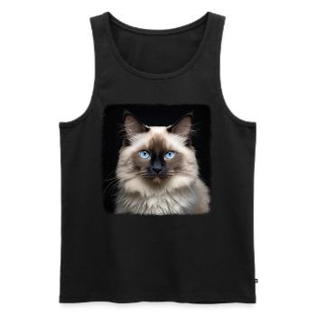 Birman Cat Birma Katze - Männer Premium Bio Tank Top - Schwarz - Vorne - Michal (187cm)