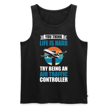 Luftfahrt Flugzeug Start-und Landebahn Fluglotse - Männer Premium Bio Tank Top - Schwarz - Vorne - AI Model Male 178 light (178cm)