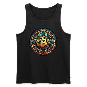 Crypto Bitcoin DeFi Stained Glass Crypto Trader - Männer Premium Bio Tank Top - Schwarz - Vorne - AI Model Male 178 light (178cm)
