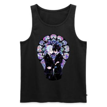 Gay Couple Anime Mandala Stained Glass Shonen Mang - Männer Premium Bio Tank Top - Schwarz - Vorne - AI Model Male 178 light (178cm)