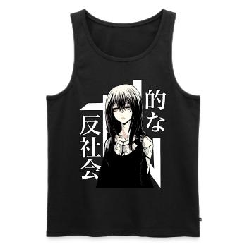 Anti Social Anime Girl Edgy Japanese Alt Fashion M - Männer Premium Bio Tank Top - Schwarz - Vorne - Michal (187cm)