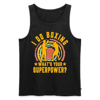 Ich mache Boxen, was ist deine Superkraft? - Männer Premium Bio Tank Top - Schwarz - Vorne - AI Model Male 178 light (178cm)