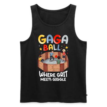 Gagaball Gaga Ball Là où le courage rencontre le rire - Débardeur bio Premium Homme - noir - Devant - AI Model Male 178 light (178cm)