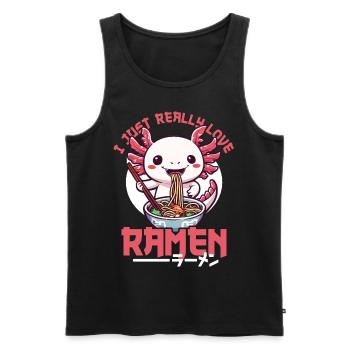 Axolotl aime le bol de ramen kawaii anime - Débardeur bio Premium Homme - noir - Devant - Michal (187cm)