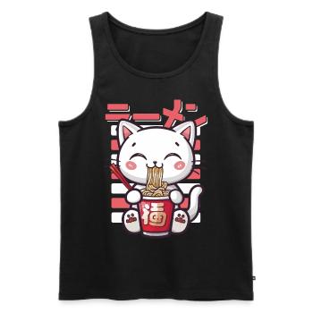 Cat Loves Ramen Bowl Kawaii Anime - Débardeur bio Premium Homme - noir - Devant - Michal (187cm)