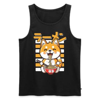 Chien Aime Ramen Bol Kawaii Anime - Débardeur bio Premium Homme - noir - Devant - Michal (187cm)