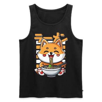 Chien Aime Ramen Bol Kawaii Anime - Débardeur bio Premium Homme - noir - Devant - Michal (187cm)