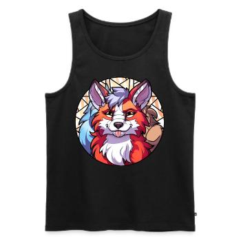 Funny Furry Fox Geometric Low Poly Animal Art - Männer Premium Bio Tank Top - Schwarz - Vorne - AI Model Male 178 light (178cm)