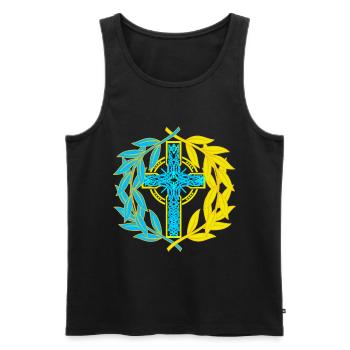 Ukraine Cross Crucifix Crosses - Men's Premium Organic Tank Top - black - Front - AI Model Male 178 light (178cm)