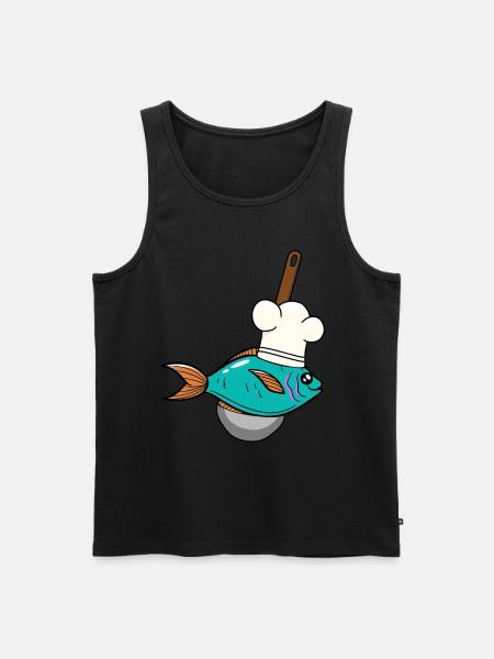 Kala Kala Kokki Kokki Hattu Keittokauha - Miesten premium luomu-tanktoppi - musta
