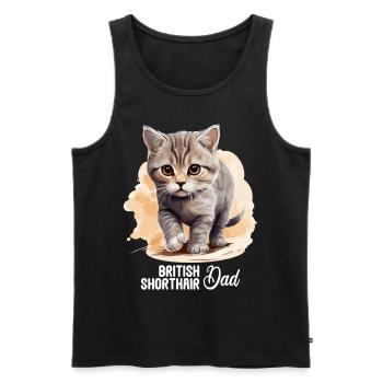 Cat Cats British Shorthair British Shorthair - Men's Premium Organic Tank Top - black - Front - AI Model Male 178 light (178cm)