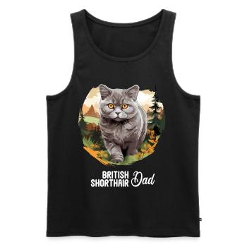 Cat Cats British Shorthair British Shorthair - Men's Premium Organic Tank Top - black - Front - AI Model Male 178 light (178cm)