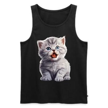 Cat Cats British Shorthair British Shorthair - Men's Premium Organic Tank Top - black - Front - AI Model Male 178 light (178cm)