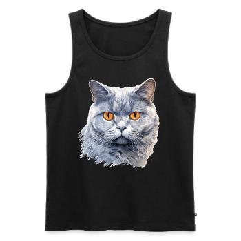 Cat Cats British Shorthair British Shorthair - Men's Premium Organic Tank Top - black - Front - AI Model Male 178 light (178cm)