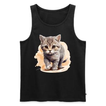 Cat Cats British Shorthair British Shorthair - Men's Premium Organic Tank Top - black - Front - AI Model Male 178 light (178cm)