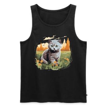 Cat Cats British Shorthair British Shorthair - Men's Premium Organic Tank Top - black - Front - AI Model Male 178 light (178cm)