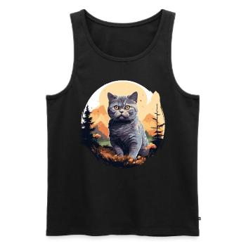 Cat Cats British Shorthair British Shorthair - Men's Premium Organic Tank Top - black - Front - AI Model Male 178 light (178cm)
