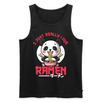 Panda Loves Ramen Bowl Kawaii Anime - Débardeur bio Premium Homme - noir - Devant - AI Model Male 178 light (178cm)
